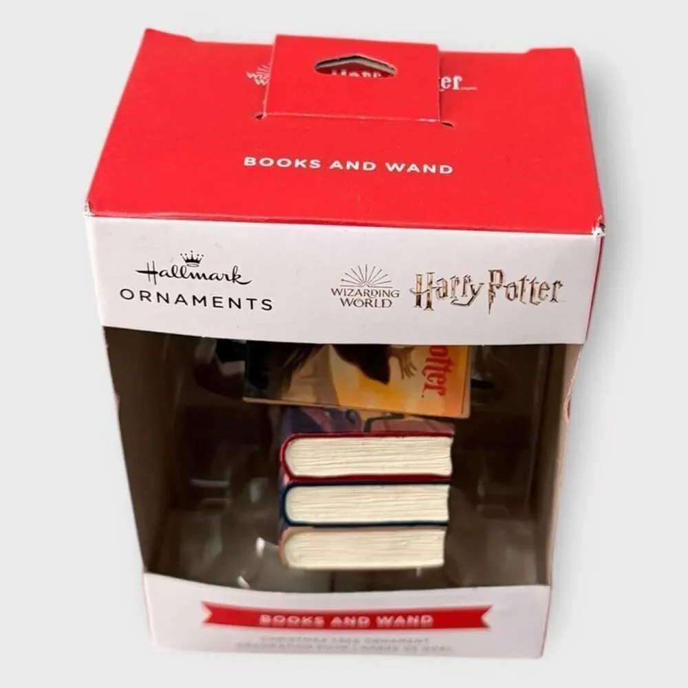 Hallmark 2021 Harry Potter Books and Wand Wizarding World Christmas Ornament New
